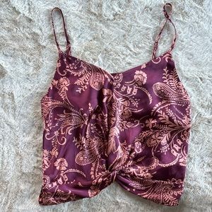 NWT mustard seed paisley print knotted tank top, size medium